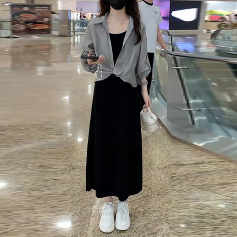 微胖女生穿搭显瘦遮肉套装高级感