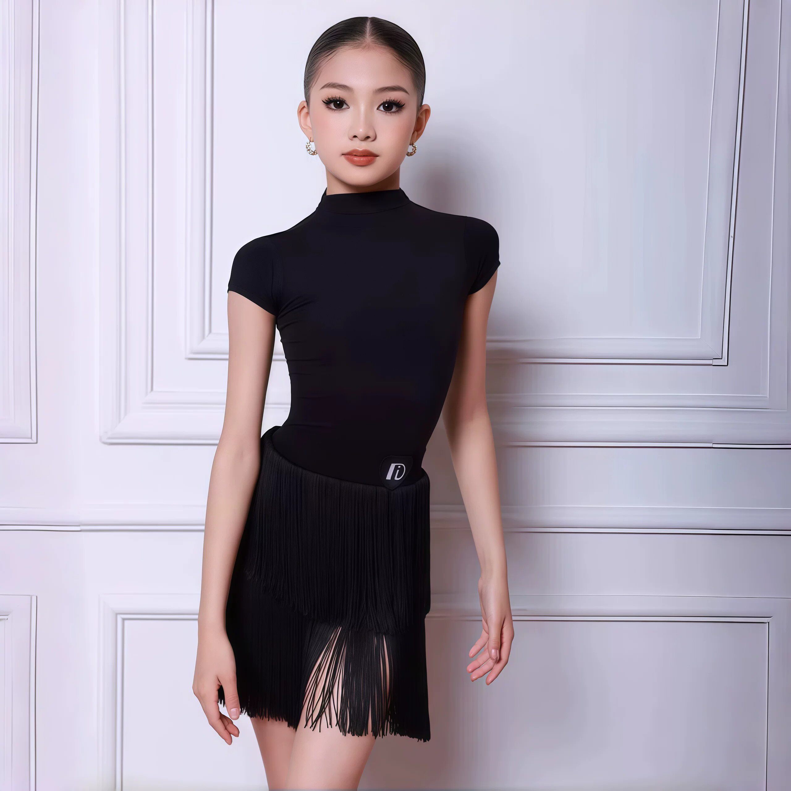 2026夏季新款拉丁舞服女童练习服高领修身上衣流苏裙表演服演出服
