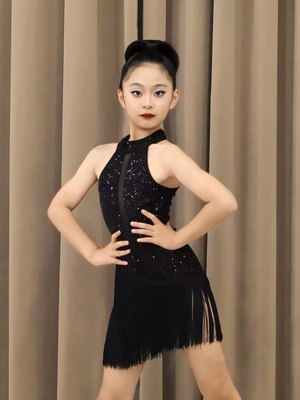 2024女童拉丁舞服无袖专业练功服