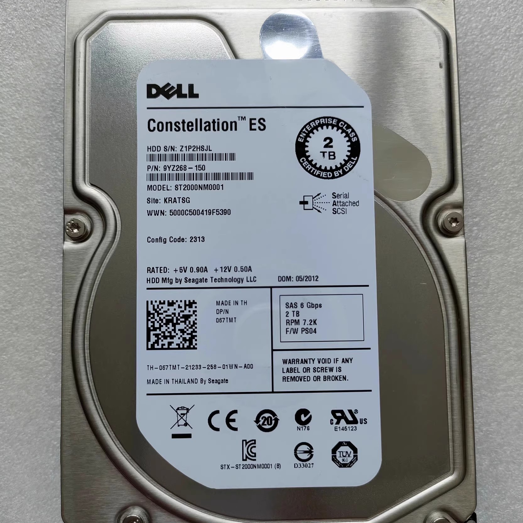 DELL2TB3.5寸7.2KSAS硬盘