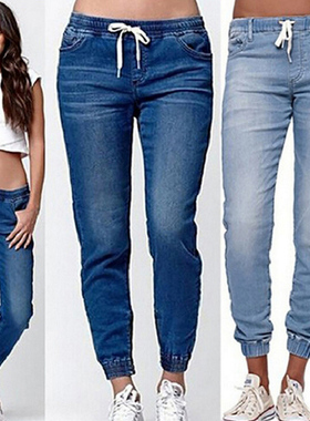 Casual and simple leggings lantern jeans休闲束脚灯笼牛仔长裤