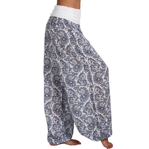 Digital Print High Waist Wide Leg Casual Pants数码印花阔腿裤