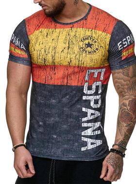 3D Digital Printing Crew Neck Short Sleeves3D数码印花圆领T恤