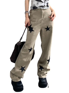 Simple splicing high waist casual overalls拼接高腰休闲工装裤