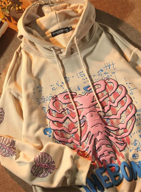 Casual Print Versatile Hooded Pullover  休闲印花百搭连帽卫衣