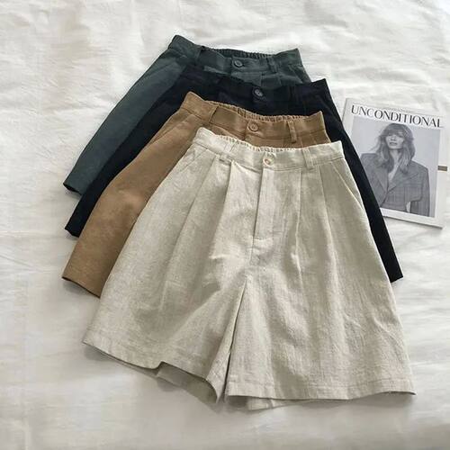 High waisted wide leg five quarter shorts 显瘦高腰阔腿五分裤