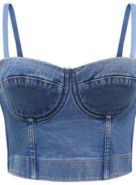 Fishbone denim suspender with open back 露背内搭鱼骨牛仔吊带