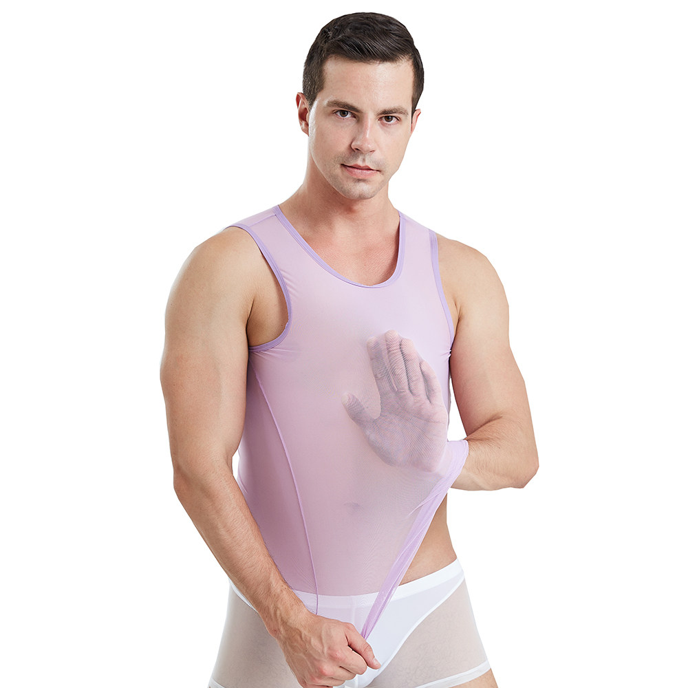 Solid Color Mesh Sleeveless T-Shirt纯色网纱透气速干无袖T恤男