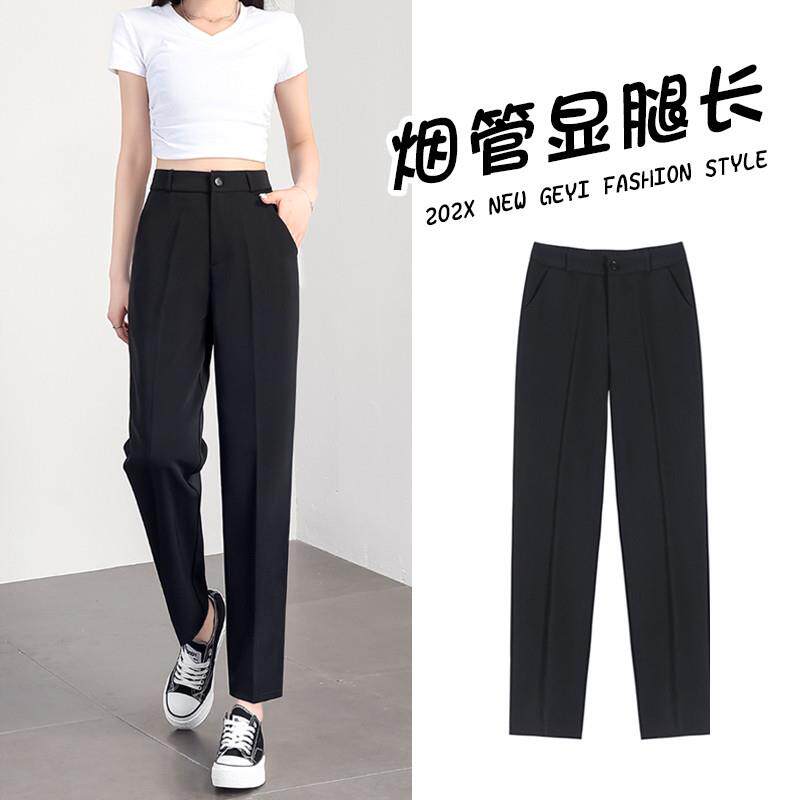 黑色西装裤女秋冬2025新款小个子九分加绒职业休闲显瘦直筒烟管裤