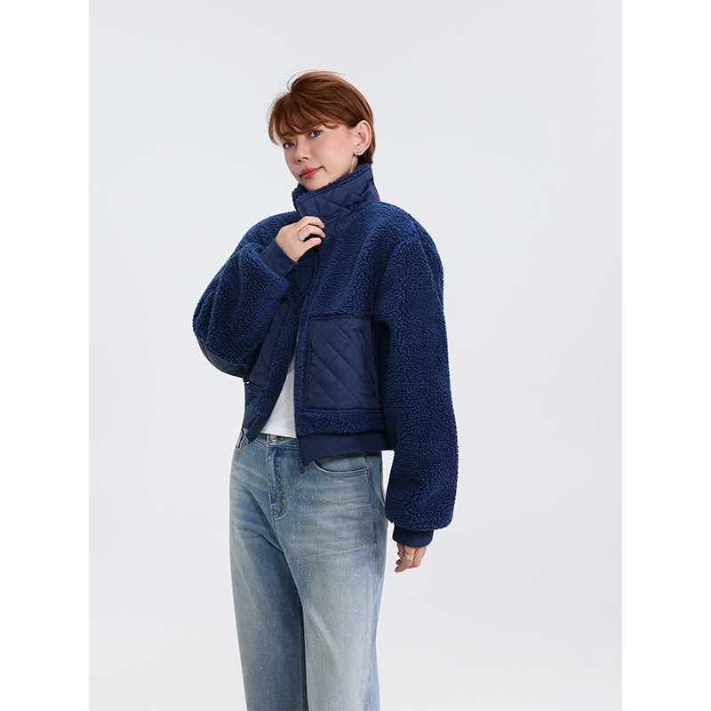 CHUBOKOU羊羔绒立领棉衣棉服外套女冬季休闲加厚保暖长袖夹克上衣