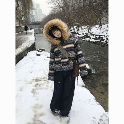 蓝系费尔岛夹棉可拆卸大