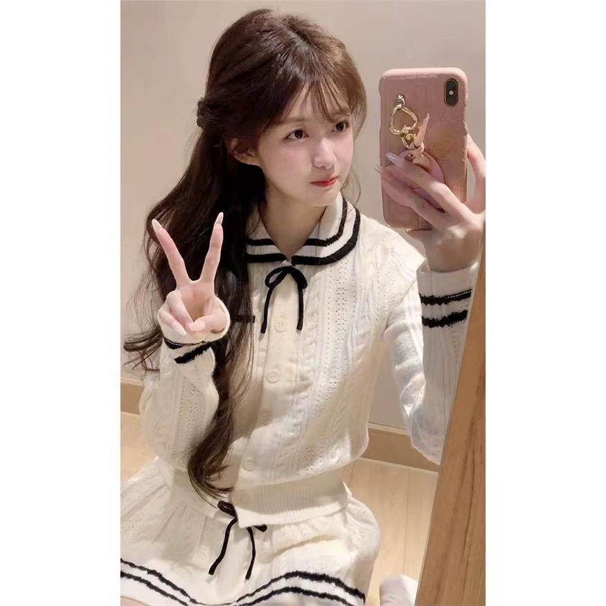 白色miu系一整套秋冬新款