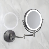 酒店伸缩折叠led带灯化妆镜卫生间浴室放大镜子壁挂美容镜免打孔