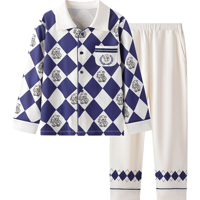 英氏全棉家居服中大童春秋款睡衣