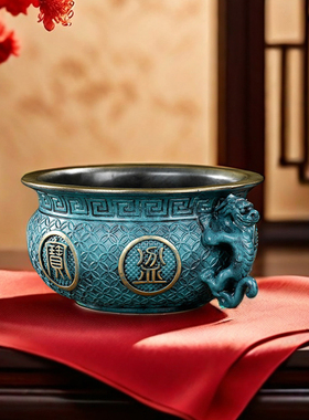 全铜聚宝盆招财缸摆件客厅米缸家居客厅铜缸铜工艺品乔迁开业礼品