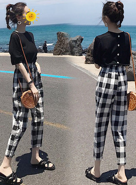 哺乳衣服夏季潮妈时尚外出喂奶套装产后浦乳两件套纯棉上衣辣妈款