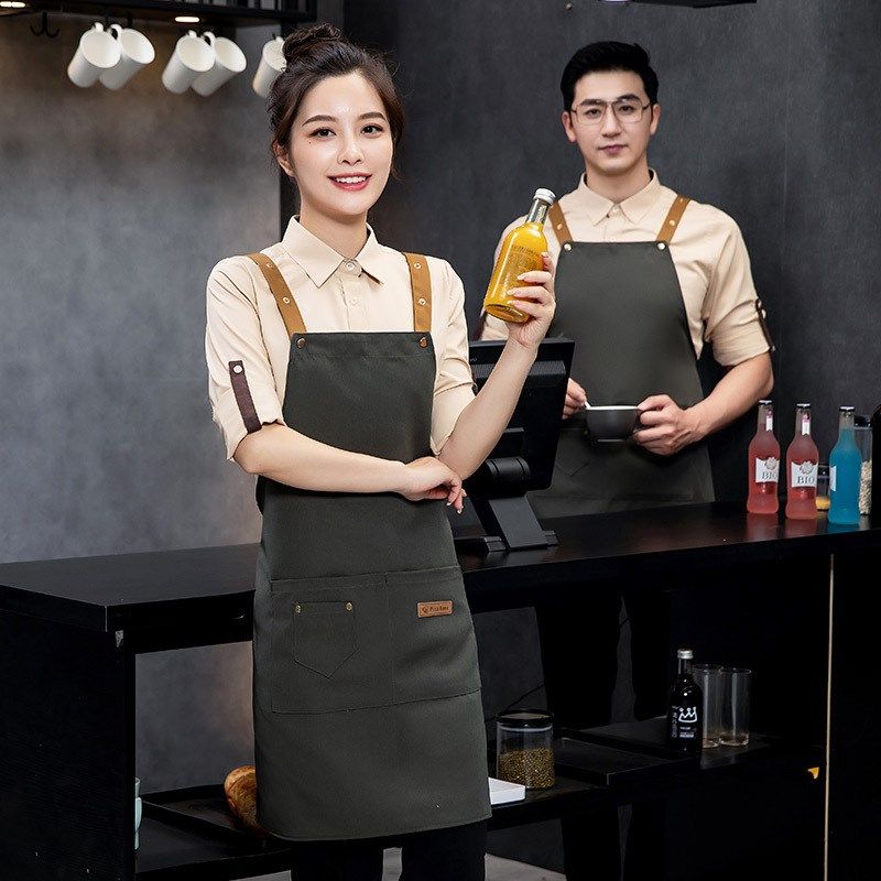 餐饮奶茶店工作围裙厨师保洁帆布防水调节H肩带围裙咖啡店员工服,家庭/个人清洁工具,围裙,淘宝优惠券,粉丝福利购,淘宝优惠卷