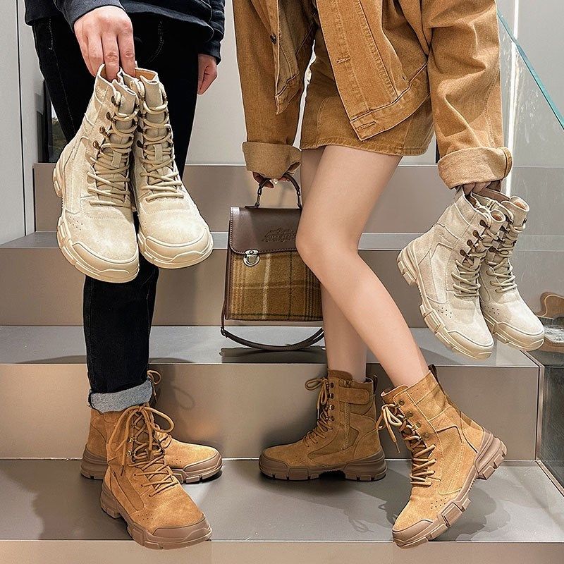 马丁靴女2024春季新款厚底反绒皮短靴子情侣款徒步登山鞋休闲男鞋,女鞋,马丁靴,淘宝优惠券,粉丝福利购,淘宝优惠卷