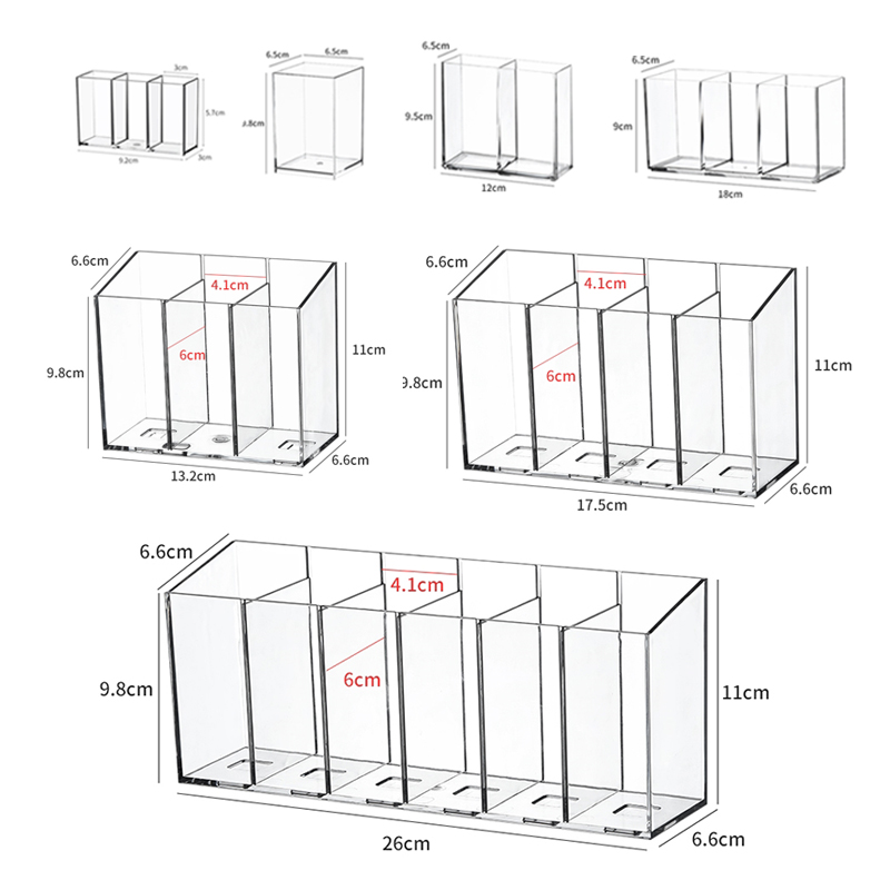 桌面镜柜透明亚克力收纳盒分格分隔化妆品刷子眉笔梳子口红笔筒