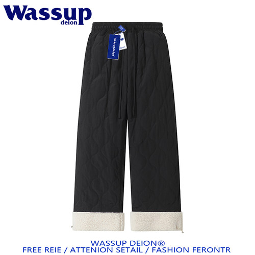 东北羊羔绒裤子男雪地保暖阔腿裤