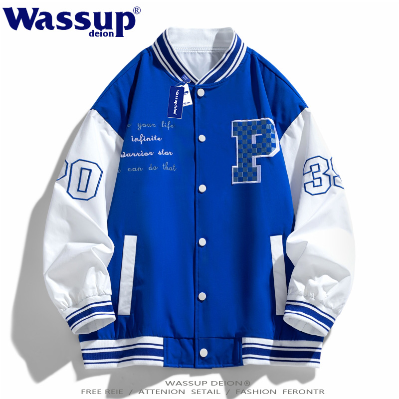 日系刺绣棒球服外套男情侣款夹克