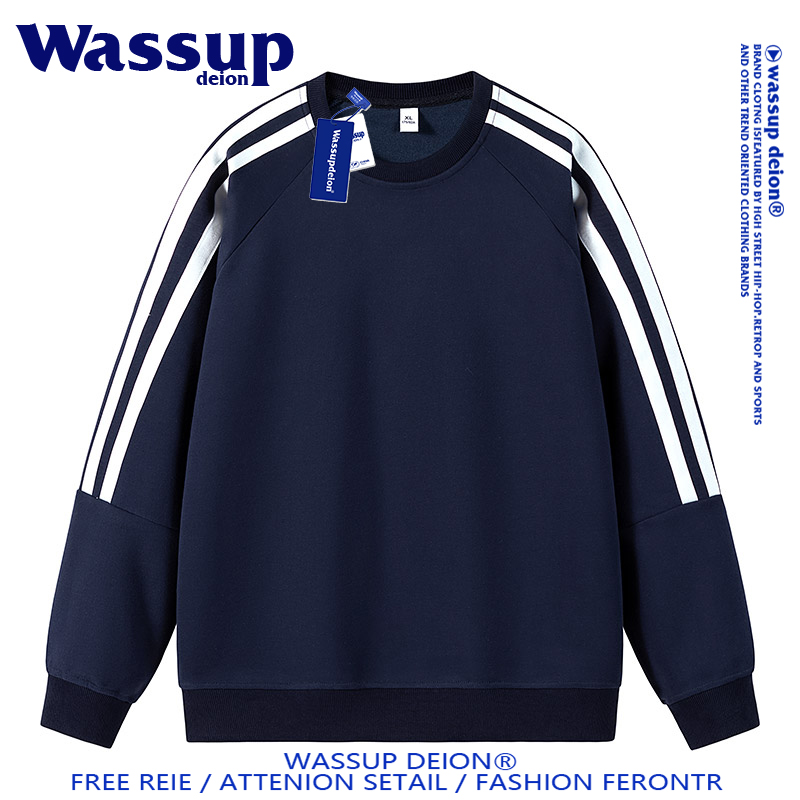 日系条纹圆领卫衣宽松百搭套头衫