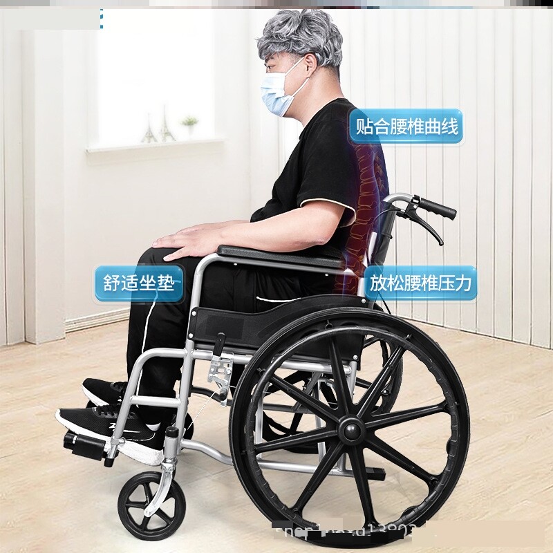 医用手动轮椅加厚钢管老人轮椅带坐便器可折叠轻便老人手动代步车