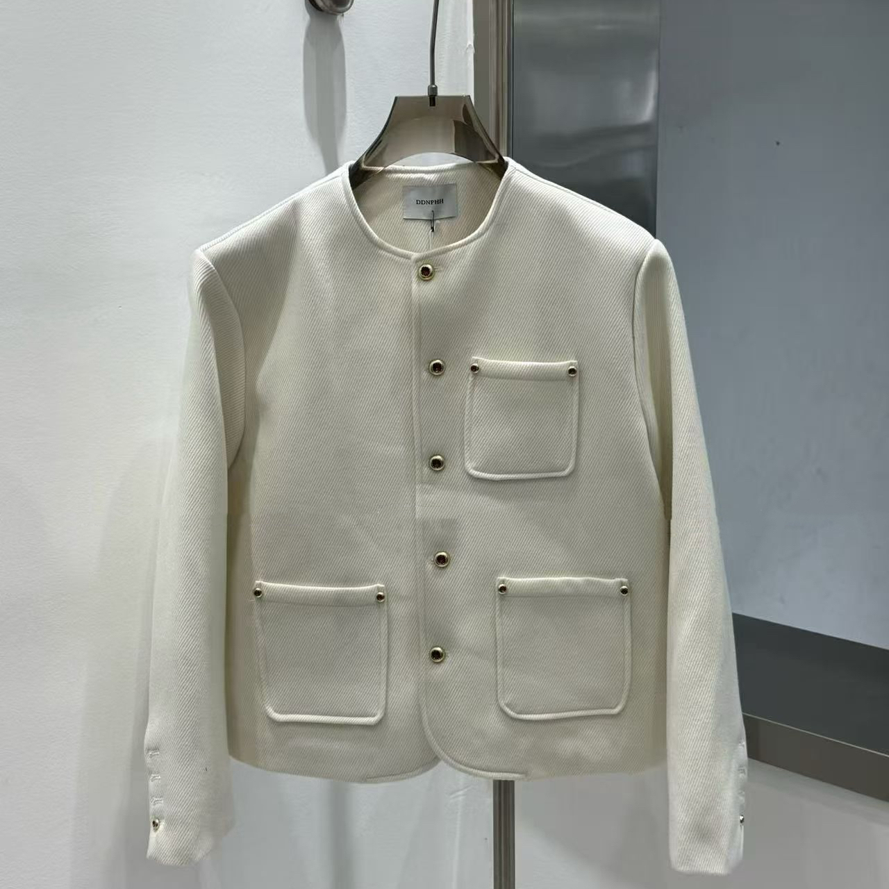 TMICC 秋冬小众口袋铆钉设计纯色小香风外套垫肩夹克男高级感上衣