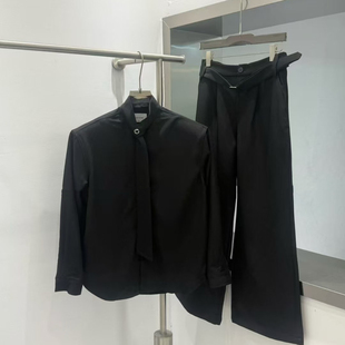 TMICC 2025男士领口绑带衬衫宽松垫肩设计感小众高级感阔腿长裤潮