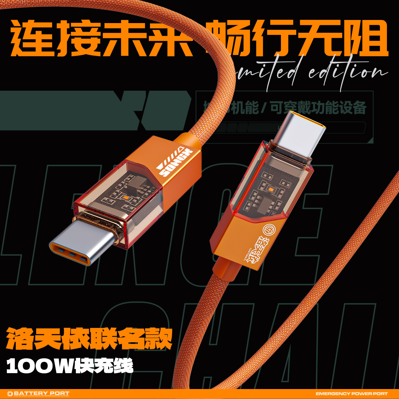 SONGX洛天依双type-c100W快充线