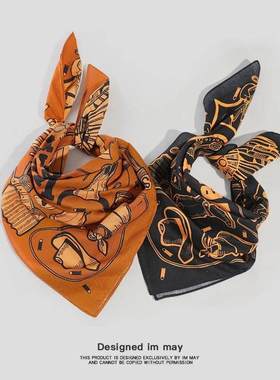 西部牛仔穿搭棉质小方巾系脖美式复古头巾阿美咔叽领巾机车裤巾男