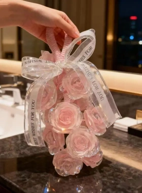 水晶玫瑰花手工香皂肥皂串挂件香薰精油皂高级礼品伴手礼礼盒