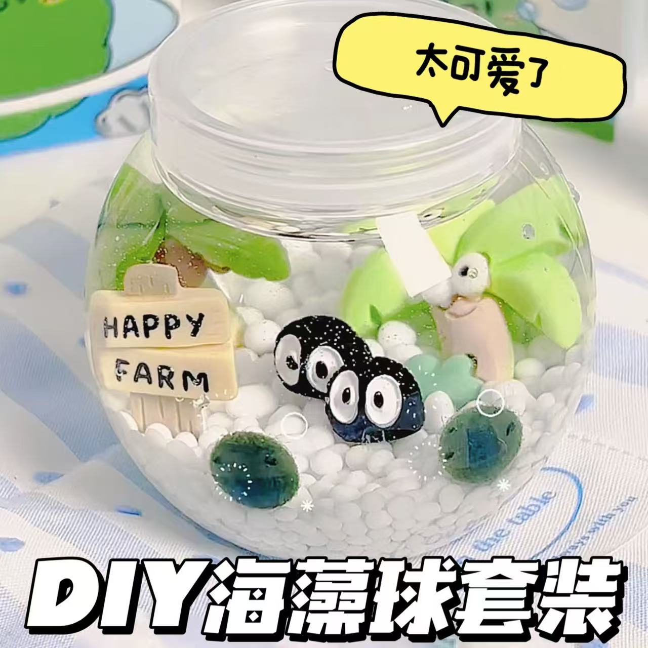 海藻球生态瓶小宠物微景观创意解压水培植物桌面摆件送朋友礼物