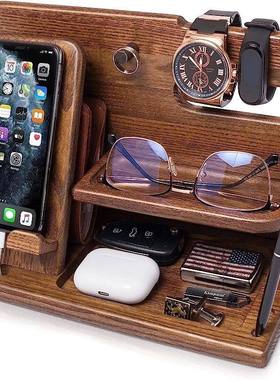 木质黑胡桃色收纳架床头支架手表戒指储物架卧室眼镜耳机杂物架