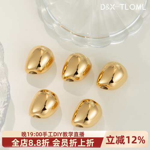 钛钢精工立体异形大隔珠镀18k金