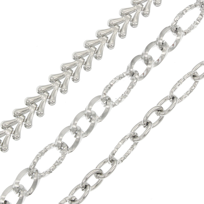 DONGXIA JEWELRY 316 TITANIUM STEEL FINE POLISHED SIDE CHAIN HANDMADE DIY BRACELET NECKLACE THREAD EMBOSSED CHAIN LOOSE CHAIN