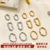 东夏饰品 316钛钢精抛熔岩不规则跑环 炉内电镀18K金异形椭圆吊坠