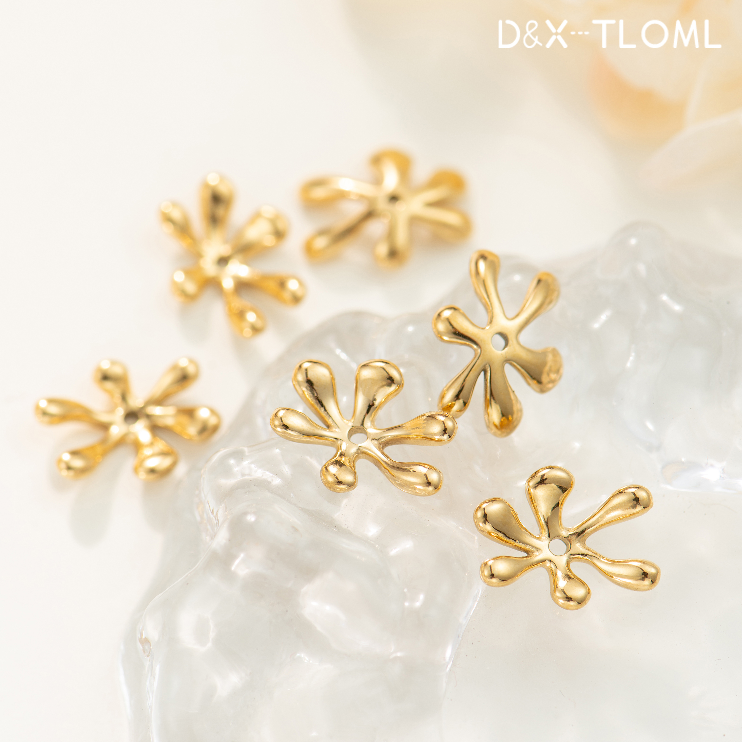 316钛钢镜面抛光立体花托镀18k金