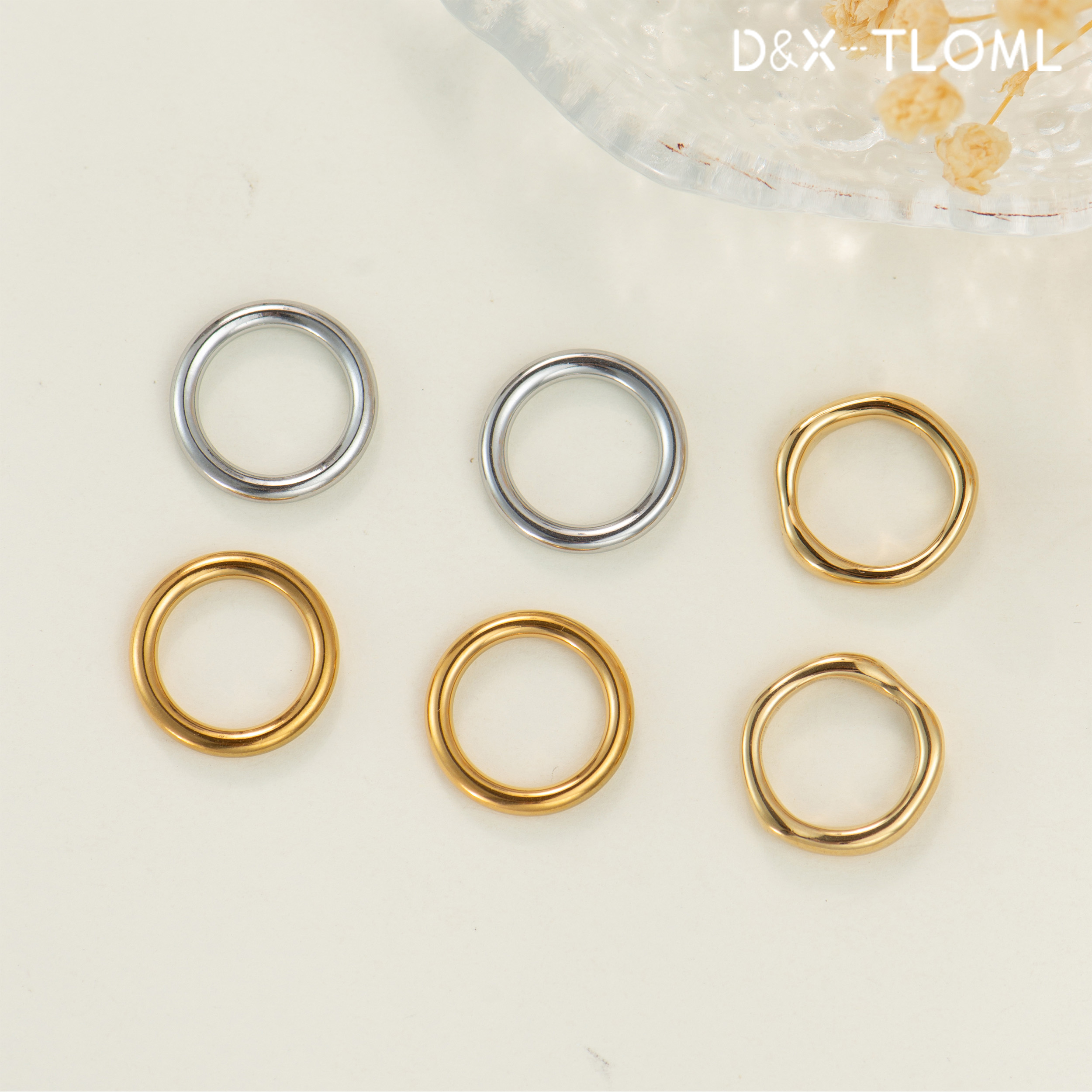 316钛钢镀18k金隔片熔岩圆环跑环