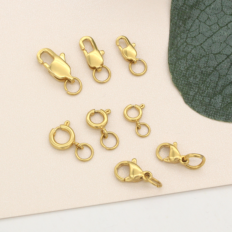 316钛钢精抛镀18k金弹簧扣龙虾扣