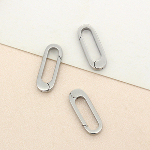 东夏饰品 手工diy手链项链椭圆扣头 钛钢手工精抛镜面长方扣按扣