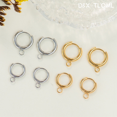 316钛钢镀18K金精工圈圈耳环单吊