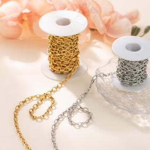 东夏饰品 炉内电镀18K金diy塔拉斯O形链DIY 钛钢精抛压花O字链