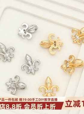 14k镀金鸢尾花吊坠十字项坠