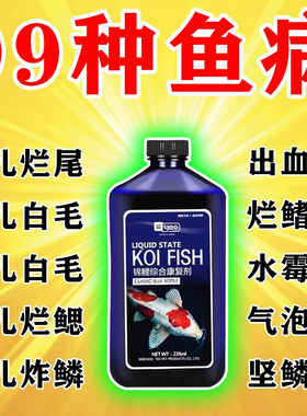 锦鲤鱼生病药白点红斑蓝烂身烂尾烂鳃烂嘴烂肉除寄生虫综合康复剂