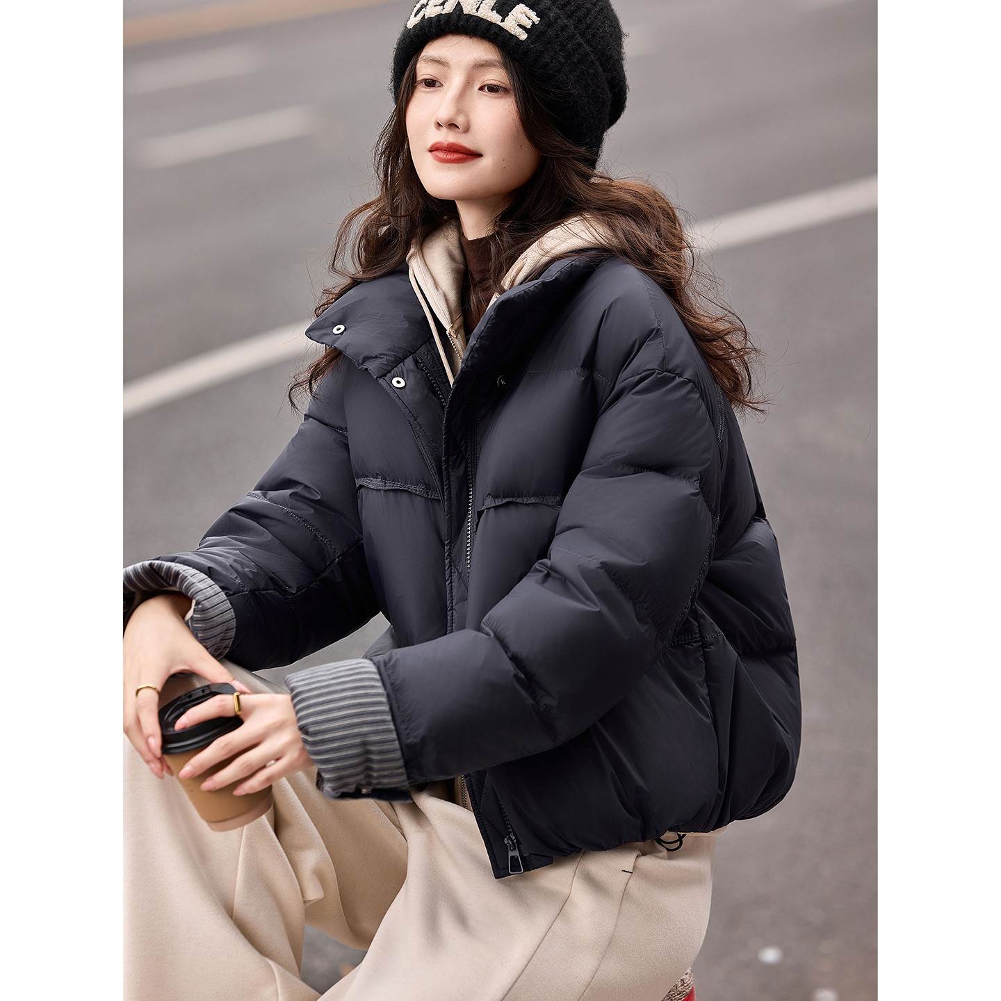 苏醒的乐园90鸭绒冬季时尚休闲短款小个子面包服立领羽绒服外套