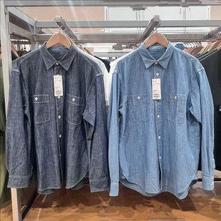 衬衣休闲25新款 男装 水洗产品长袖 女装 上衣R479644 休闲宽松衬衫