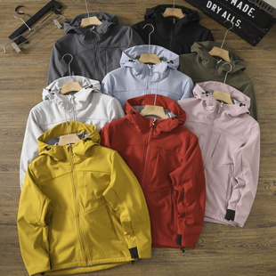 户外机能黑科技 防风防水连帽抓绒软壳冲锋衣夹克外套 春秋情侣款