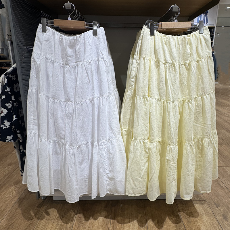 日单女装！层叠长裙A字白色半身裙长裙子蛋糕裙2025夏新款479740