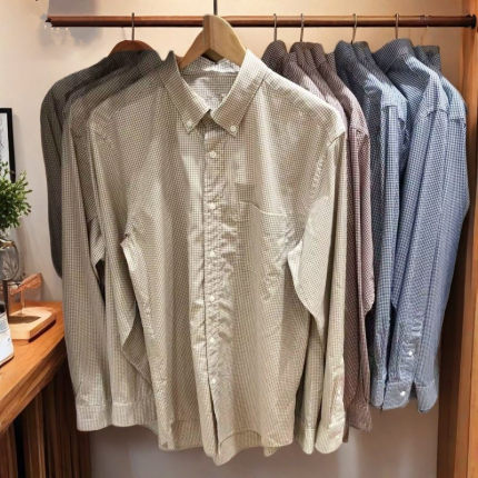 男装！试衣间2025新款优质长绒棉格子衬衫长袖衬衣E480648 476015